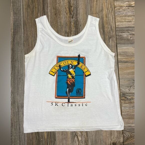 Vintage Other - Vintage 80's T-Shirt Tank Top Single Stitch Marathon 5K Lincoln Fest Large